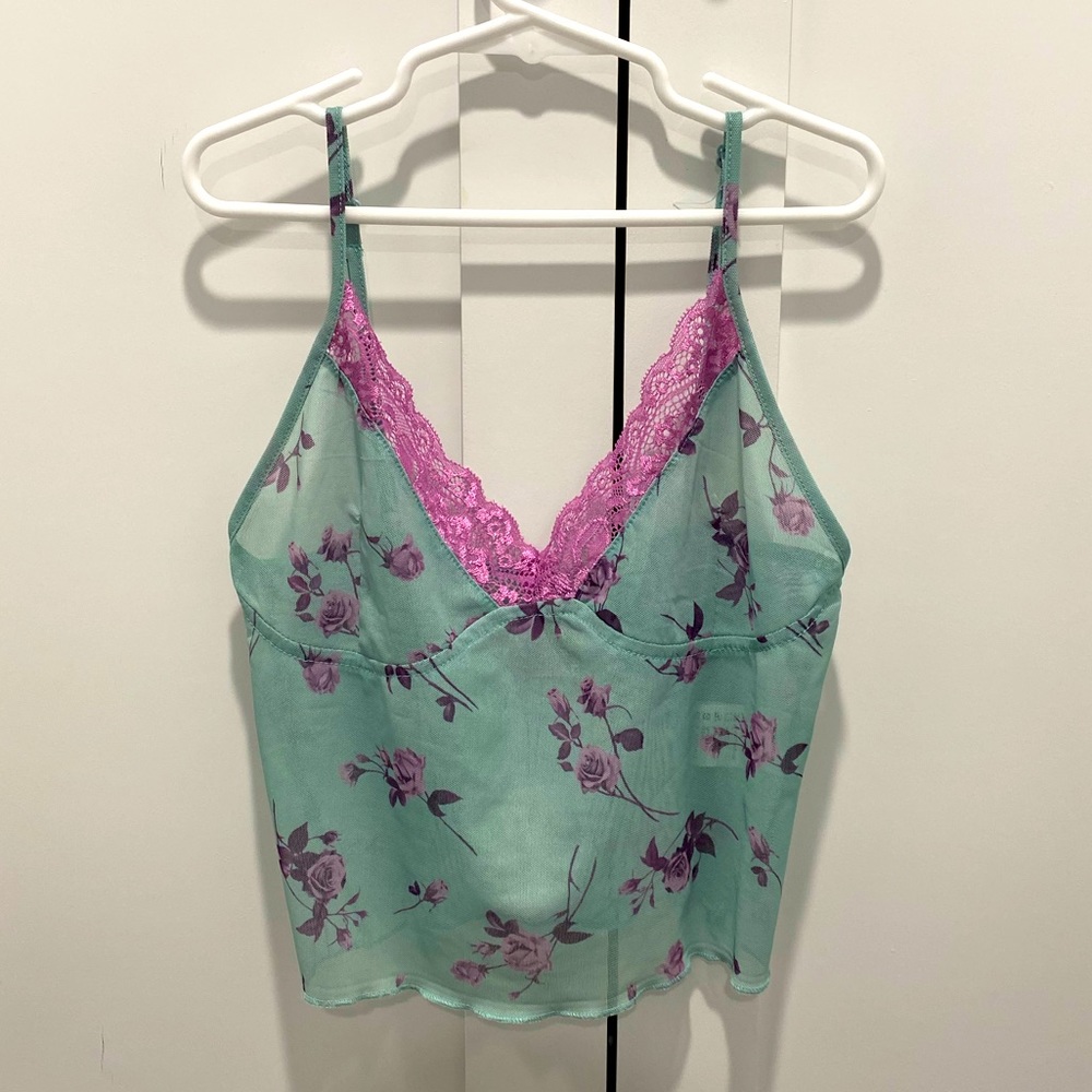 Floral lace tank top